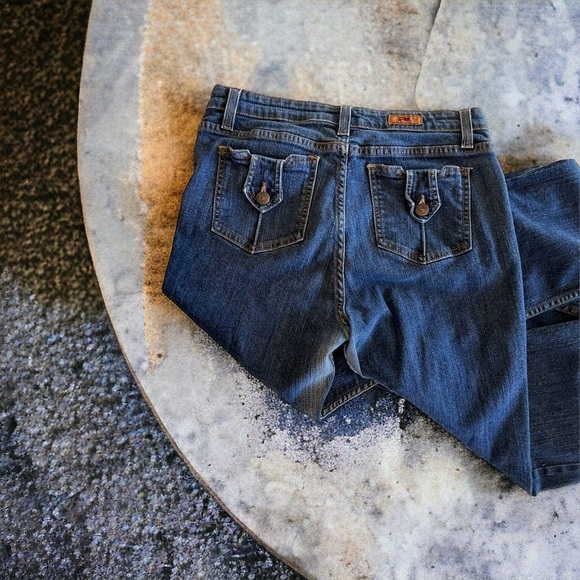 PJ Parker jeans By Harrison. 28” waist. Adorable button back pockets Slight boot - Picture 13 of 16